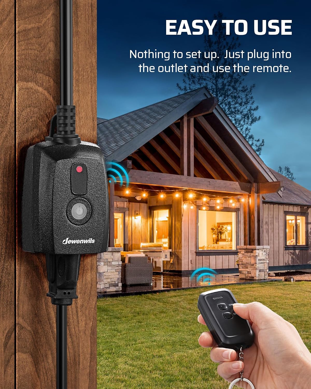 Detalle de DEWENWILS HORS11S Outdoor/Indoor Remote Control Outlet, 15A, 100 ft Range