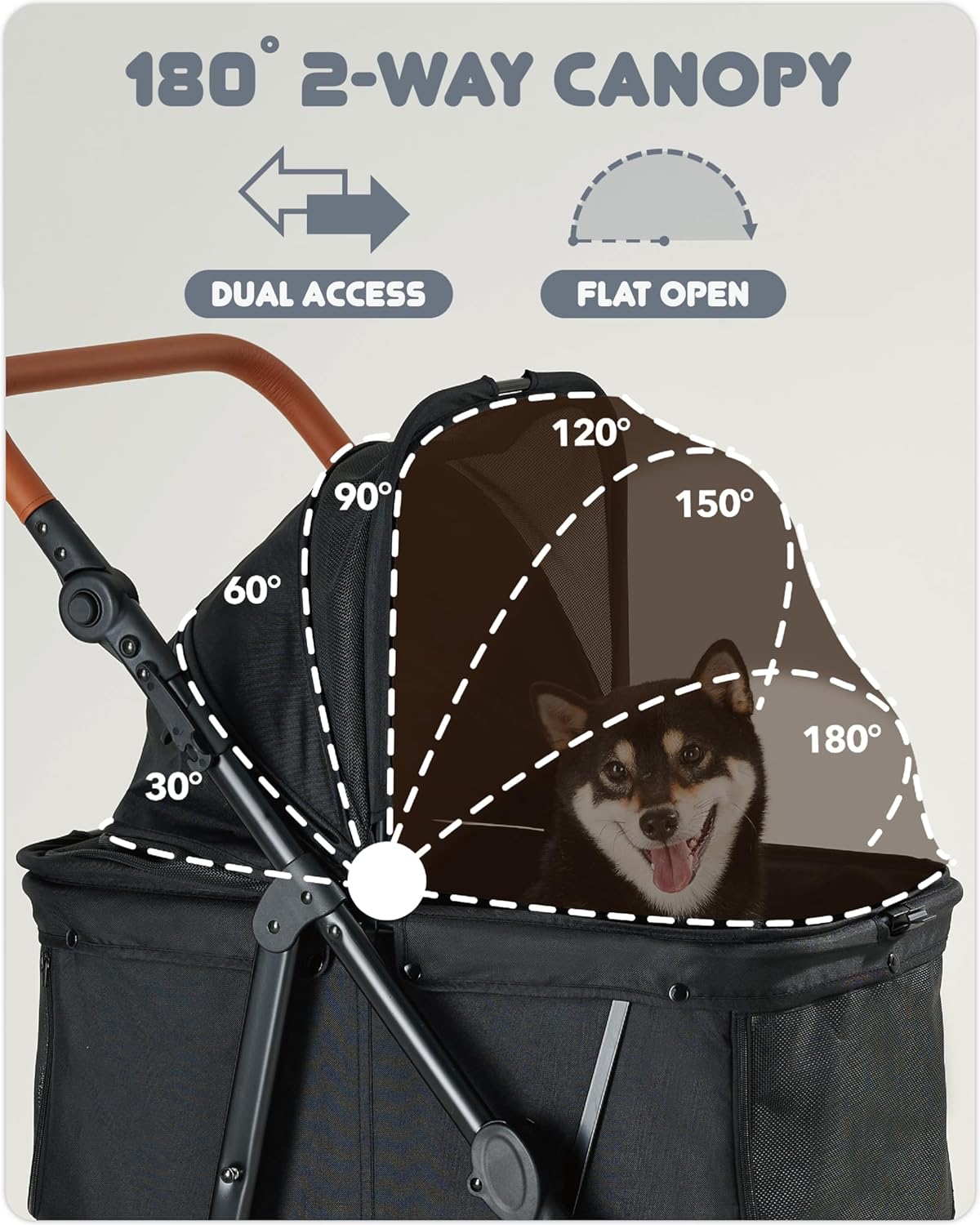 Detalle 2 de Zoosky Medium Dog Stroller (up to 66 lbs) with All-Terrain Wheels, Adjustable Handle & Canopy