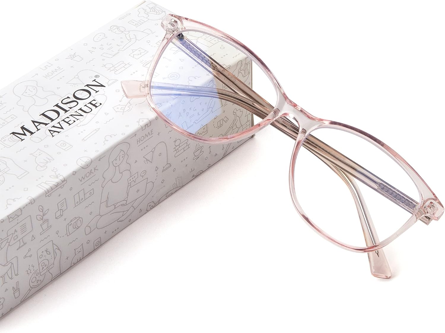 Detalle de Madison Avenue Blaulichtfilter Brille für Damen aus TR90 mit Metallgelenk – Computerbrille ohne Sehstärke