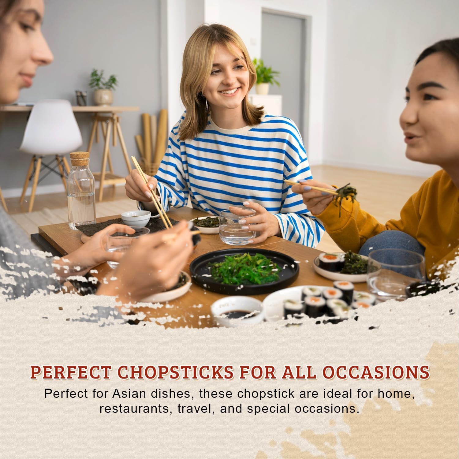 Detalle de 52USA 52-CCB-100-706 Disposable Bamboo Chopsticks, 9-Inch, Individually Wrapped