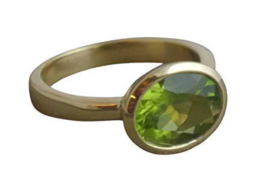 Thumbnail 6 de Oval Peridot vergoldet Sterling Ring von Sophia Rose Jewellery – US-Größe 6