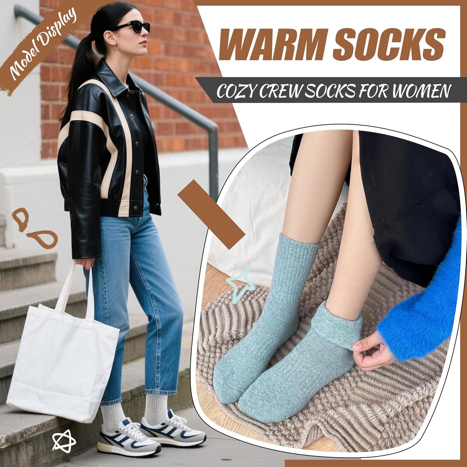 Detalle 1 de EBMORE Merino wool thermal socks, 5 pairs