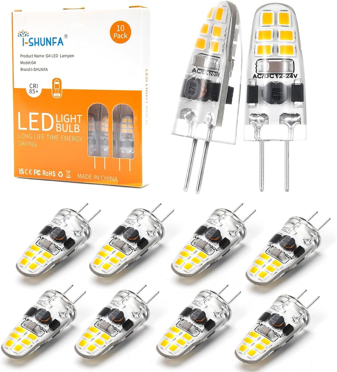 Detalle de I-SHUNFA G4 LED Lampen 1.2W Dimmbar Naturweiß 4000K – 10er Pack