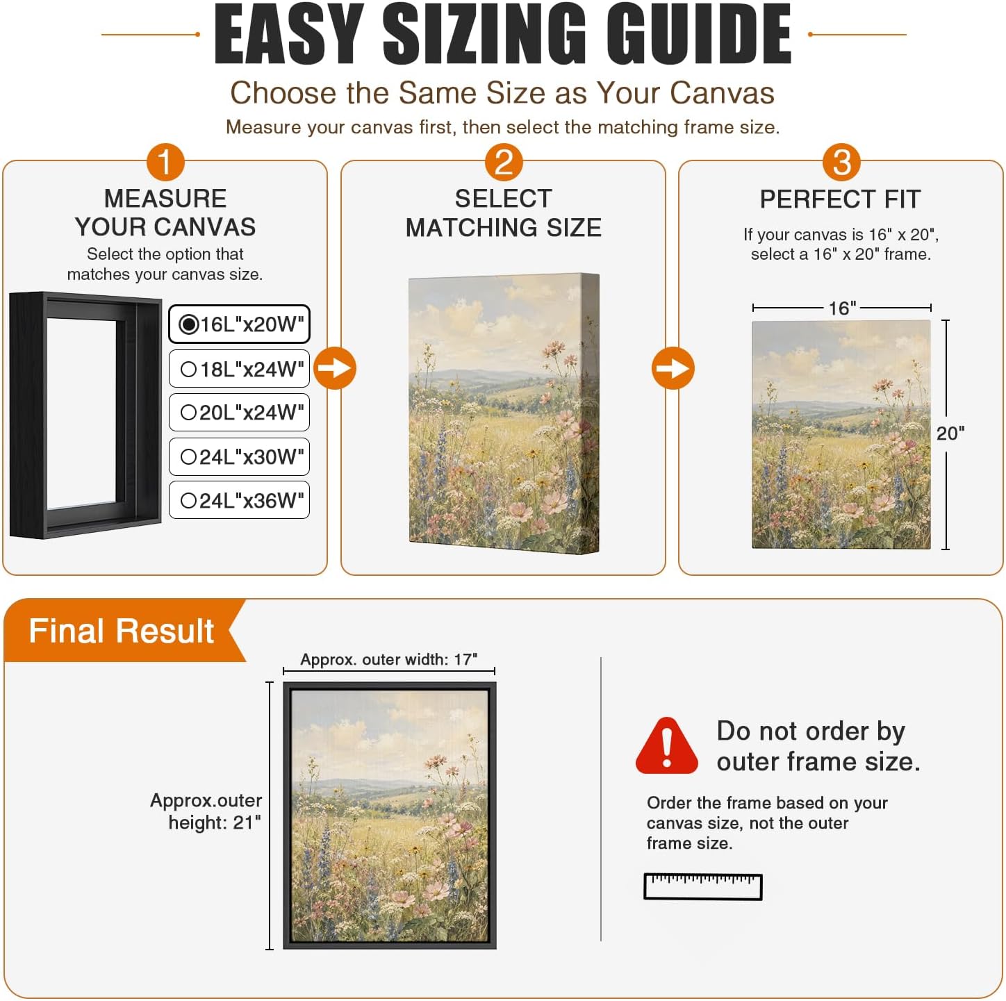 Detalle 1 de Texas Art TA.WK01-4-1414 14x14 Canvas Floater Frame, White, 1.25-Inch Deep