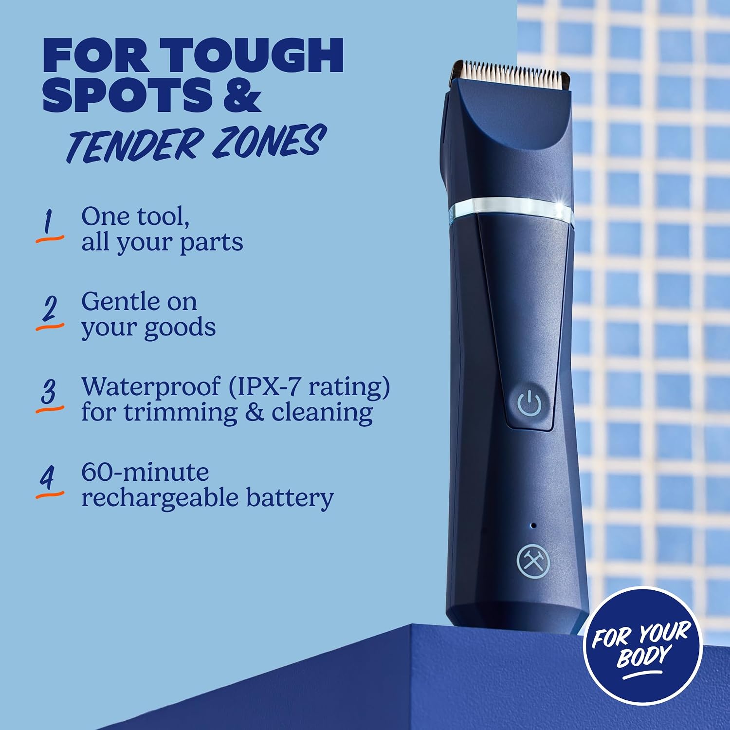 Detalle 2 de Dollar Shave Club for Your Body Trimmer – Shower Safe Ceramic Blades with USB-C Rechargeable Power