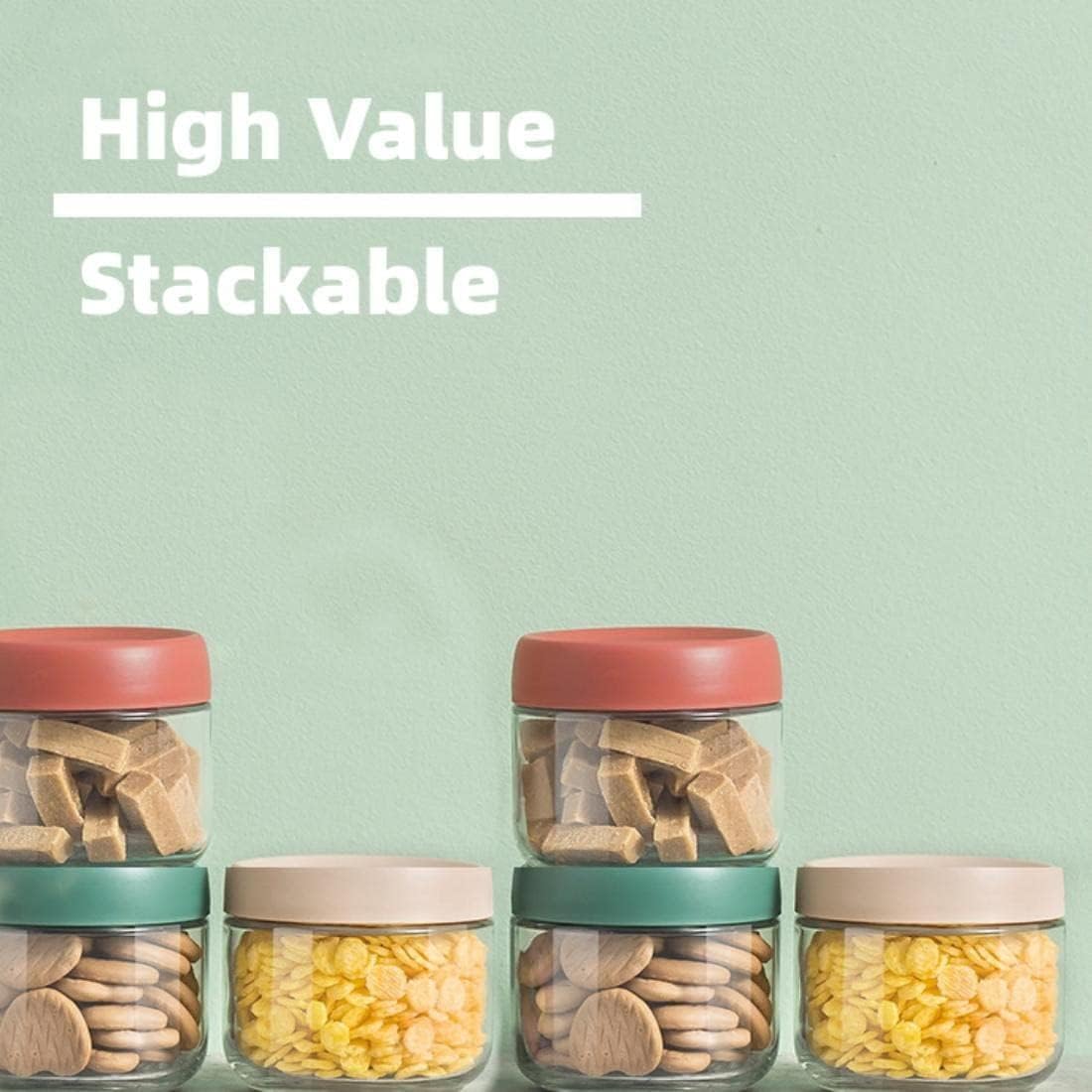 Detalle de Eidoct 10oz Glass Jar Set for Overnight Oats 3-Pack 🫙