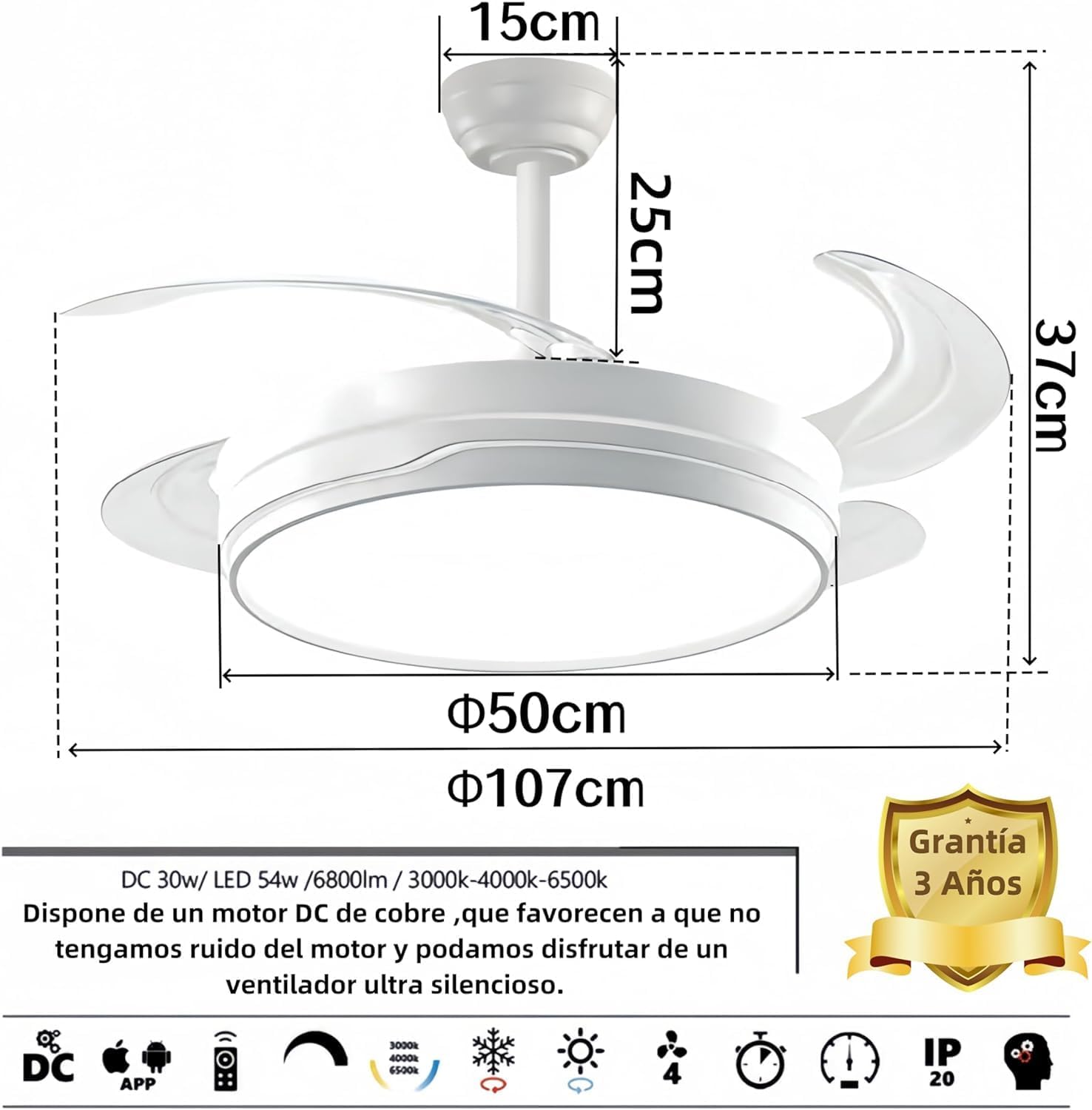 Thumbnail 1 de LEDUNI ® Ventilador de Techo con Luz 84W ⚙