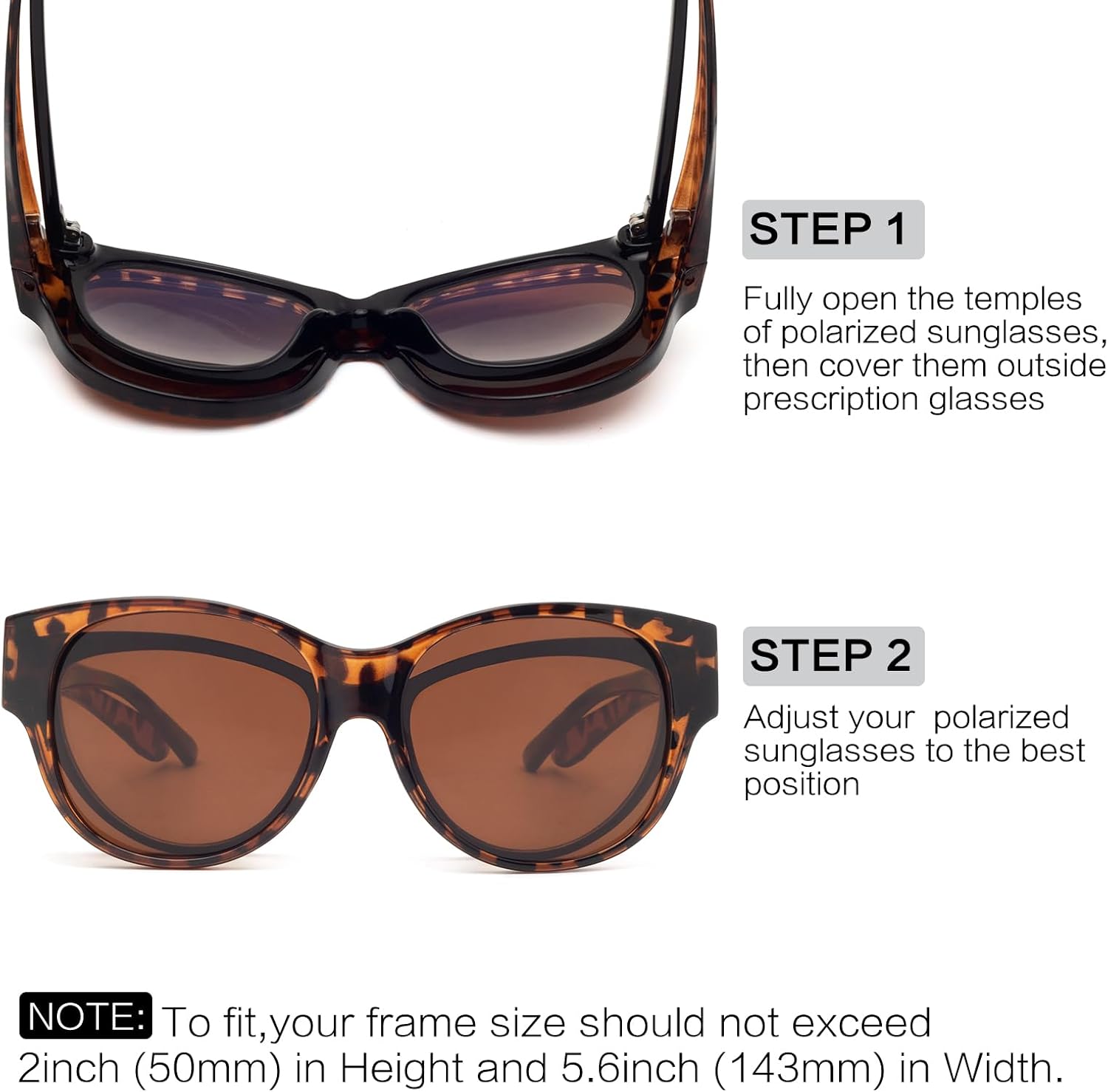 Detalle de Face Shadow Überzieh-Sonnenbrille – polarisiert, UV400, ultraleichtes Over-Glasses Modell für Brillenträger