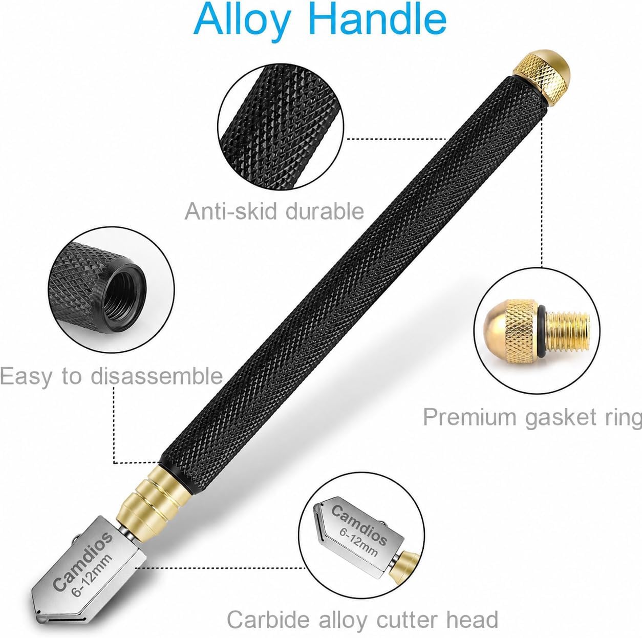 Thumbnail 4 de Glass DIY Cutting Tool Kit – Pencil Style Glass Cutter with Tungsten Carbide Wheel (2mm-20mm)