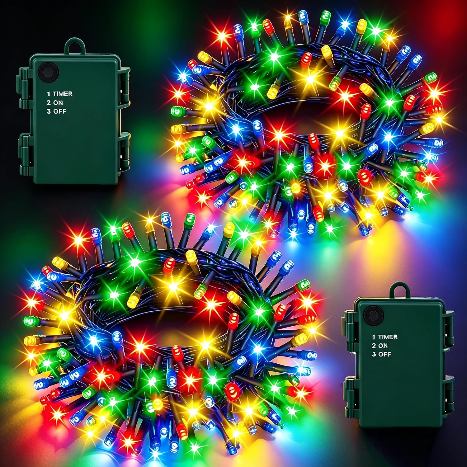 Detalle de Memusour 6Mm-2ML Battery-Operated Christmas Fairy Lights, 120 Multicolor LEDs