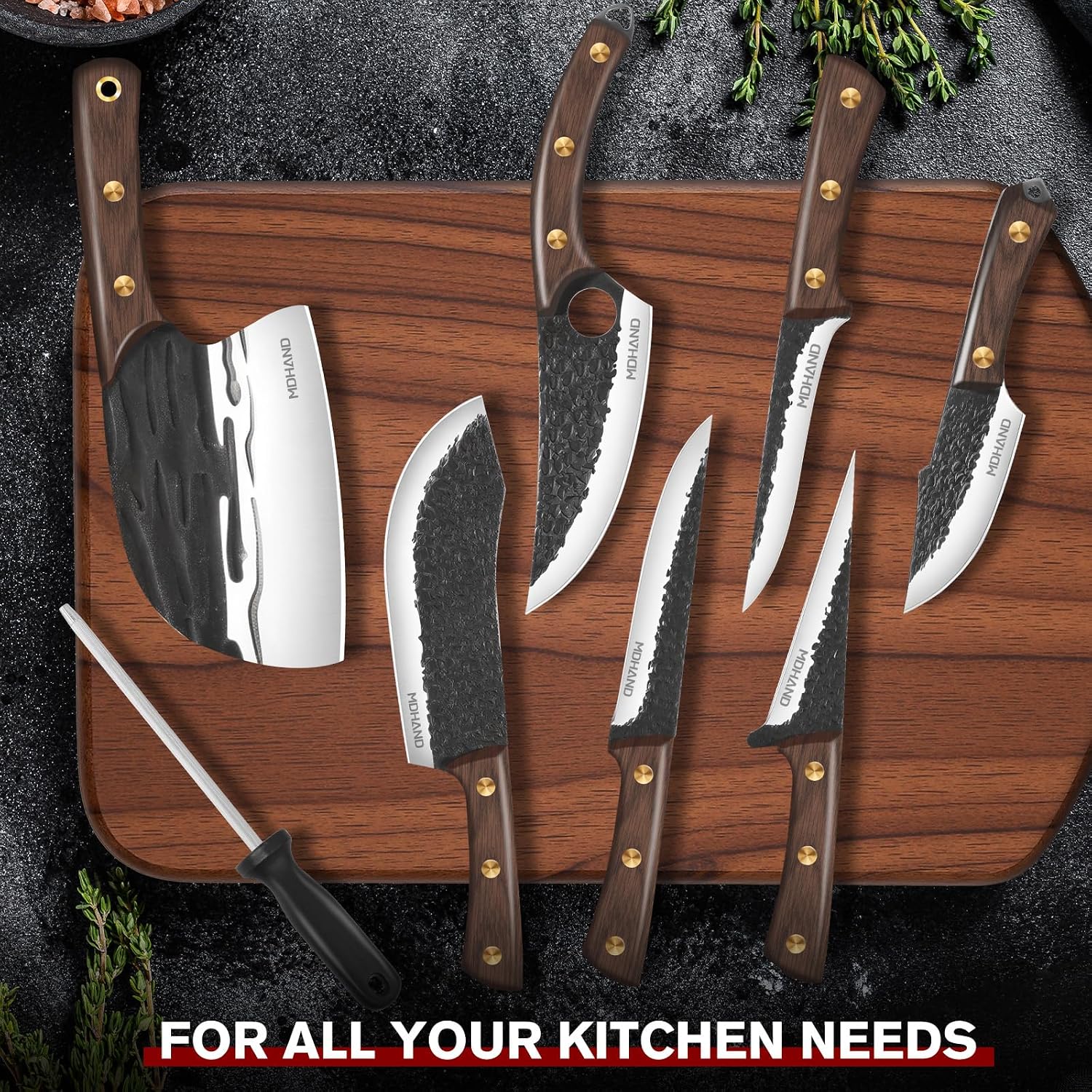 Thumbnail 6 de MDHAND Bks-001 Butcher Knife Set with 7 Knives, Sharpening Rod and Roll Bag