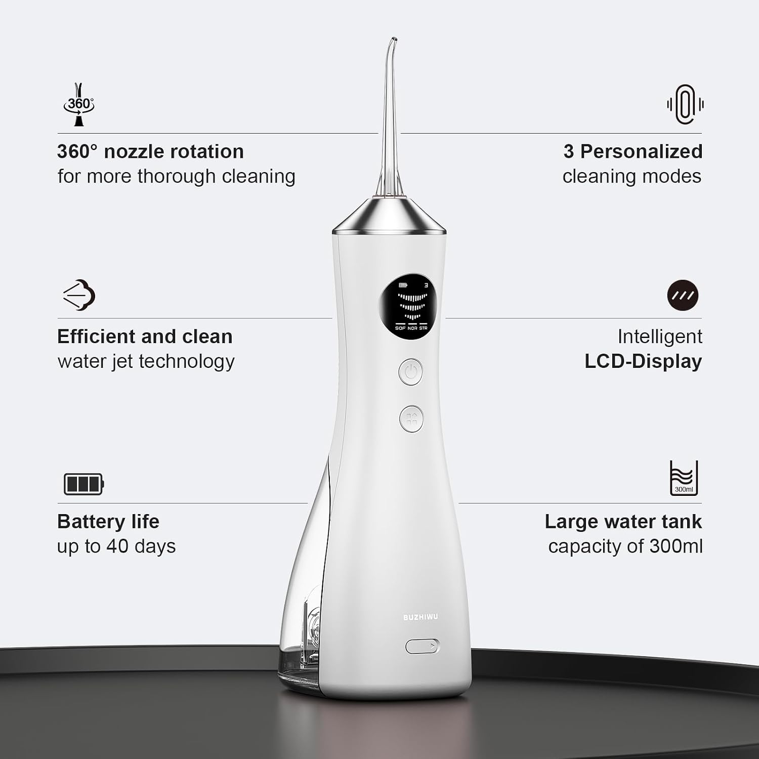 Thumbnail 1 de Water Flosser for Teeth Cordless with 300ML Tank, 3 Modes and 3 Tips – BUZHIWU