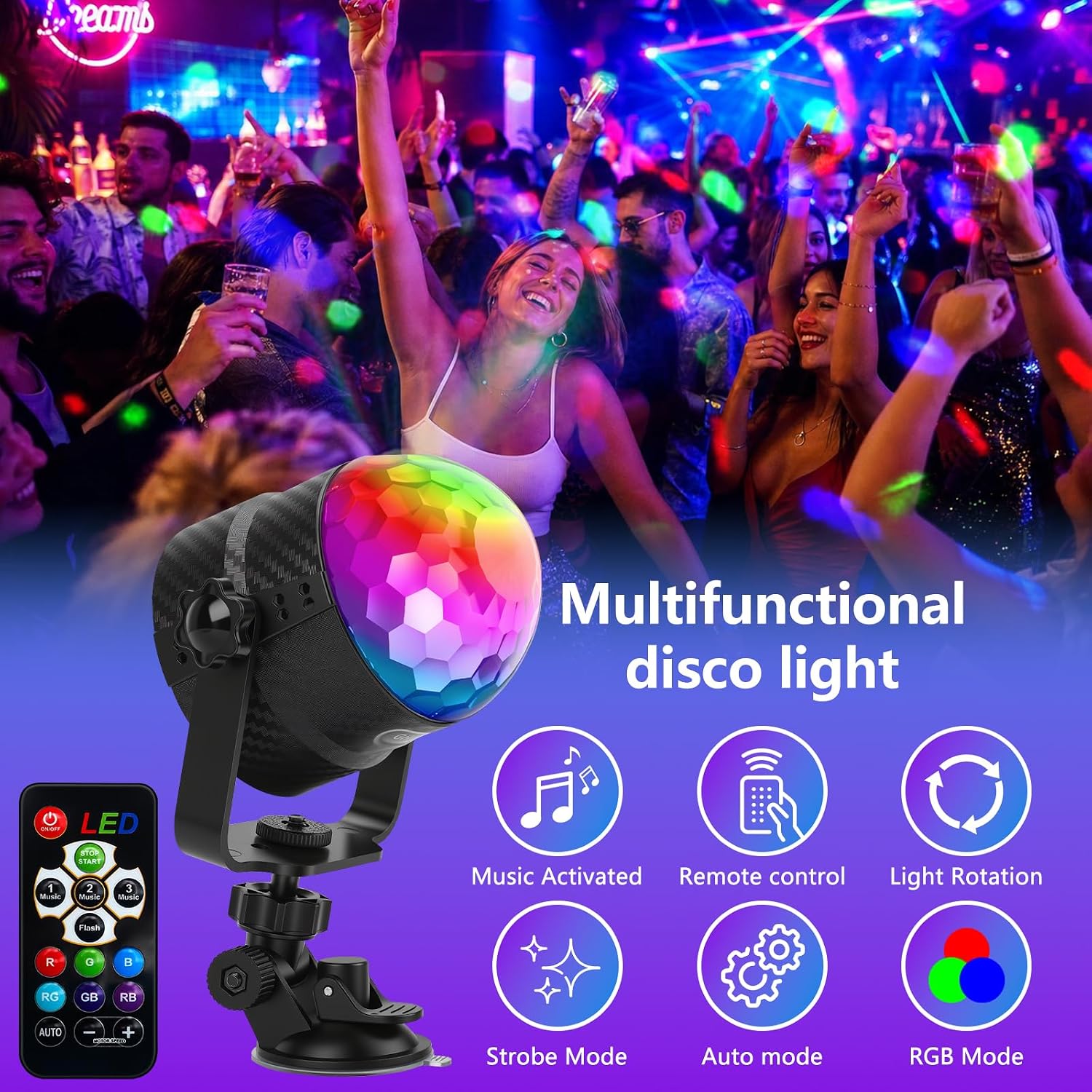 Thumbnail 1 de Gobikey Pack of 2: Lights 360° Rotation Sound Activated Disco Ball Lights