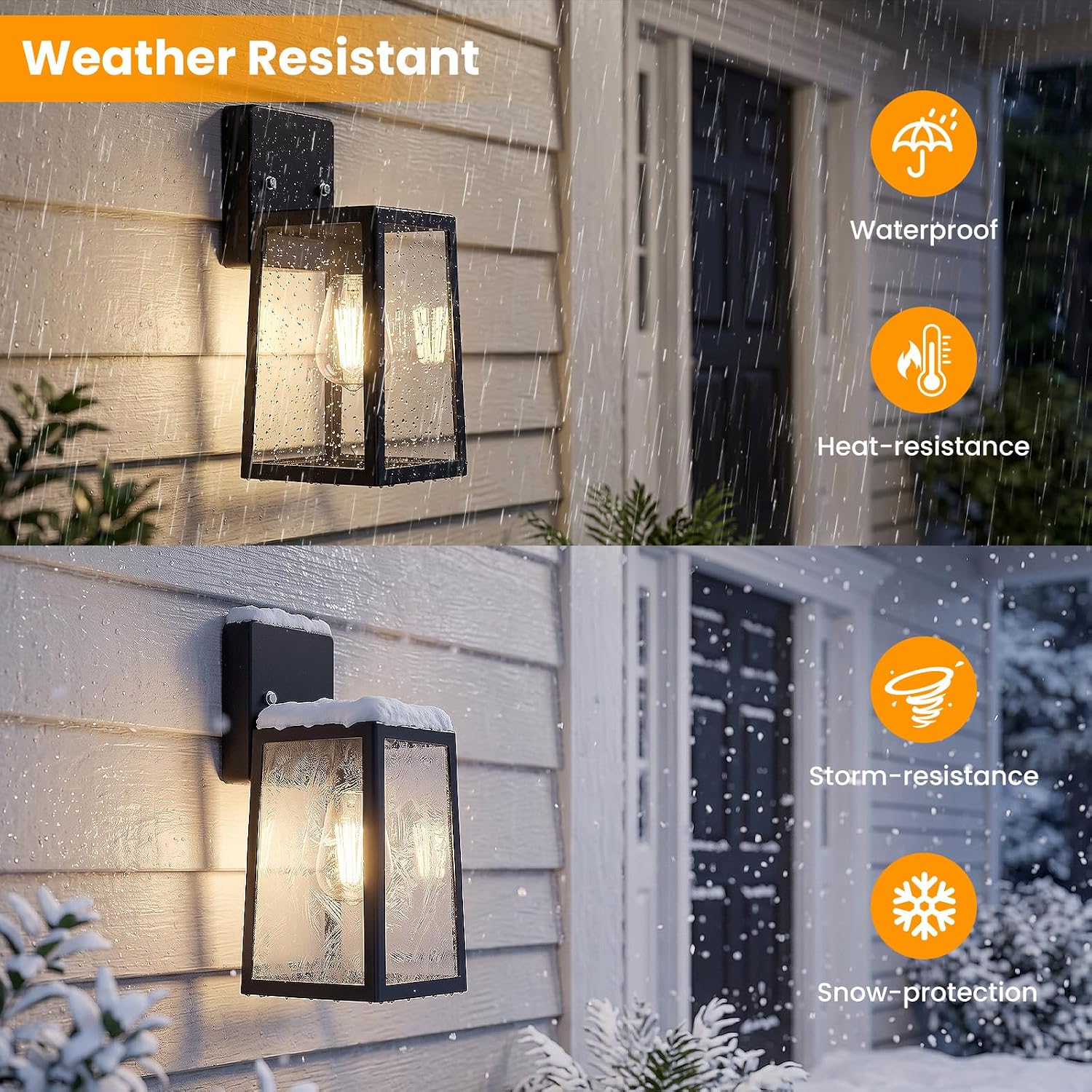 Detalle 2 de Onforu Outdoor Wall Light, Black Metal