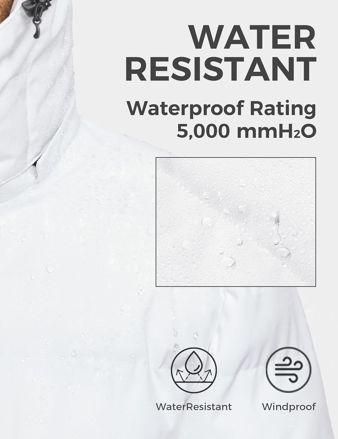 Detalle 1 de Wantdo Men's Winter Puffer Jacket, 5000 mm Waterproof, Removable Hood
