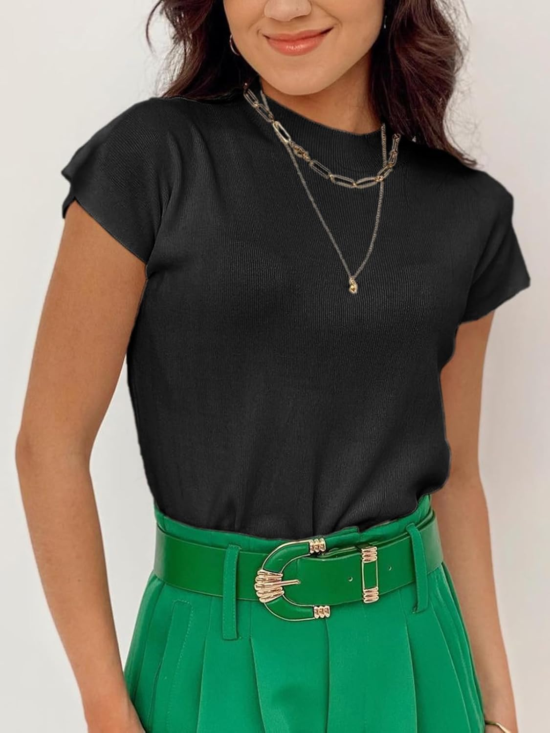 Thumbnail 3 de Saodimallsu Mock Neck Short Sleeve Sweater