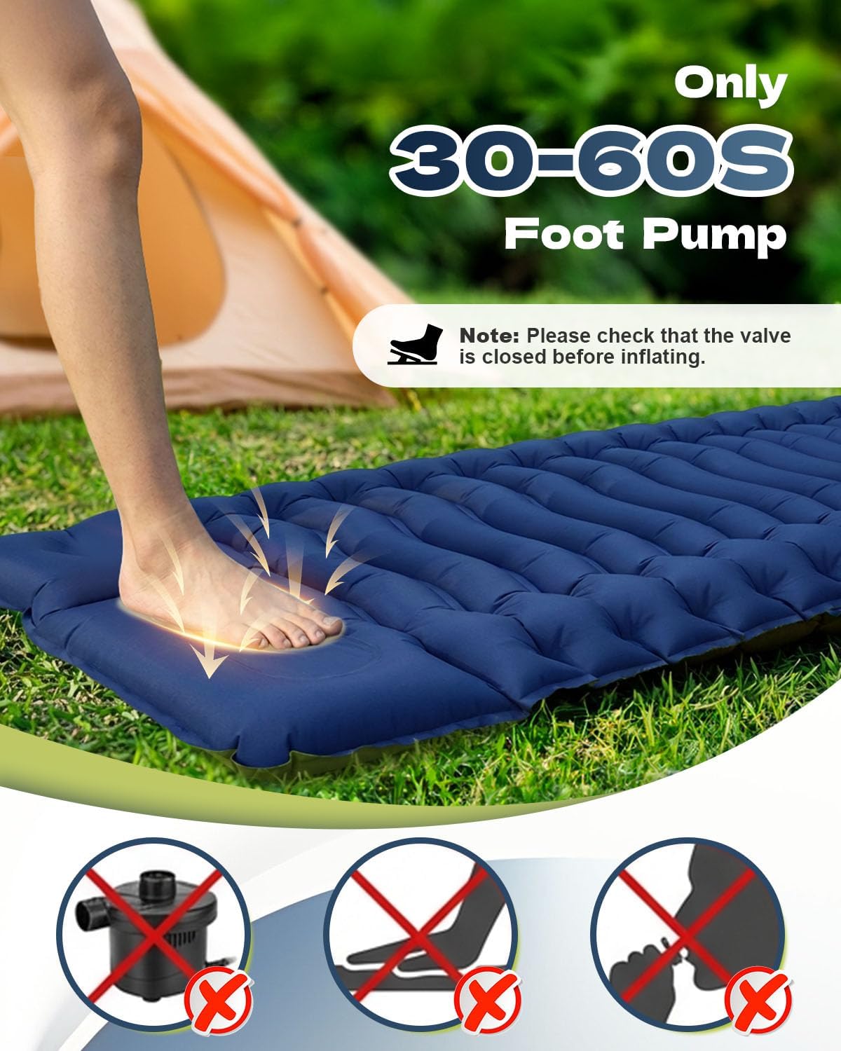 Thumbnail 2 de Rgaden Single Camping Mattress with Integrated Pillow and Foot Pump