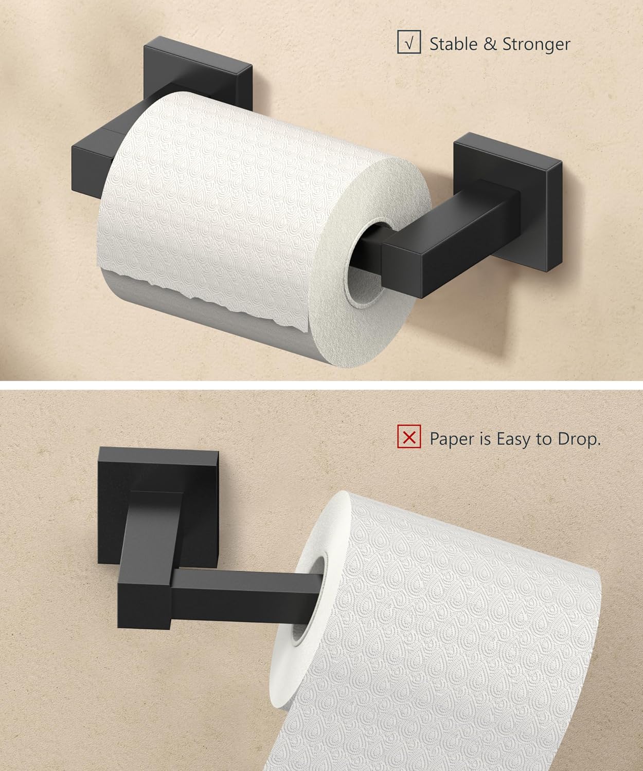 Thumbnail 3 de FORIOUS FF01124 Wall-Mounted Toilet Paper Holder, Matte Black SUS304 Steel