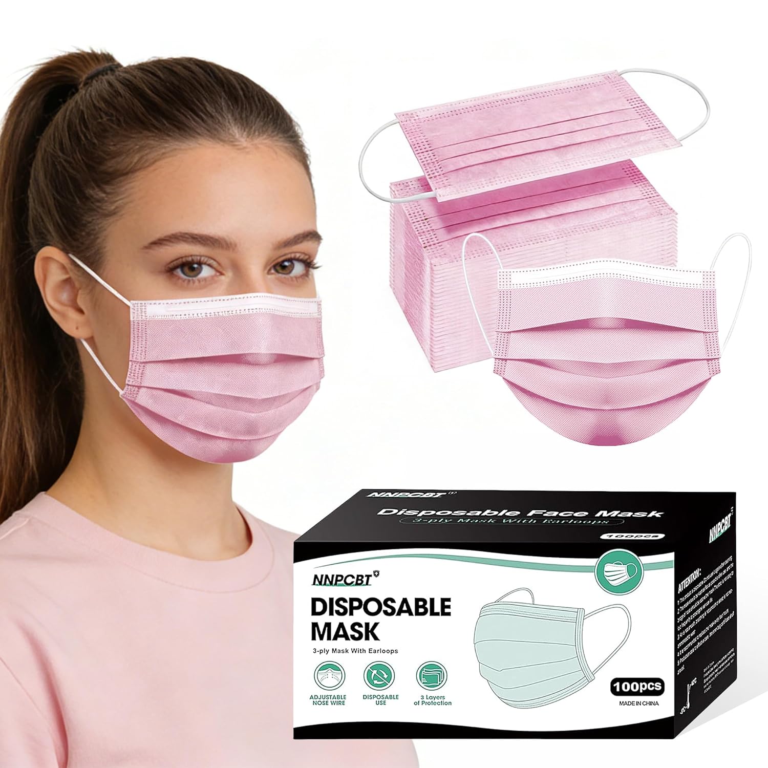 Thumbnail 5 de NNPCBT 100PCS 3-Ply Black Face Mask 🎓