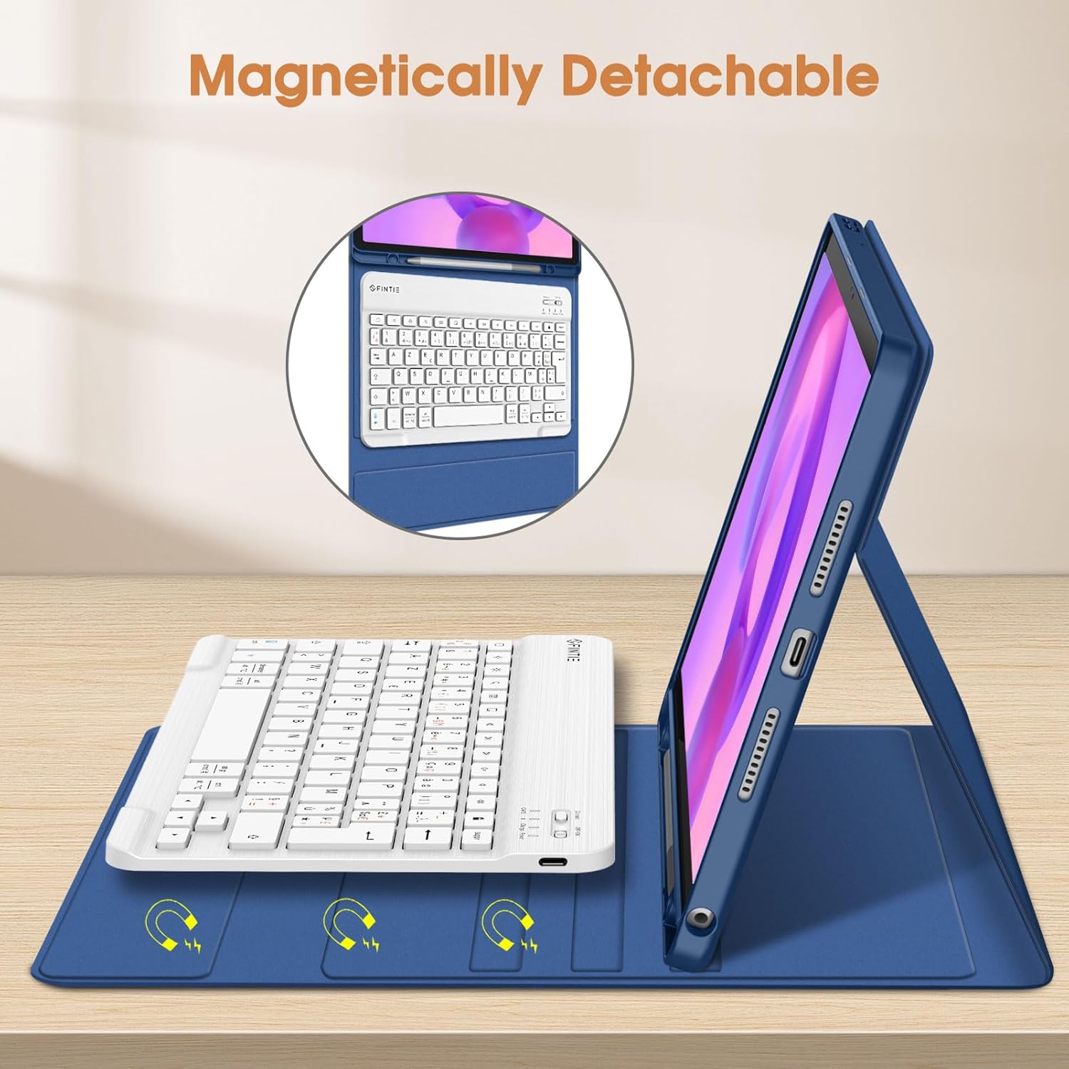 Thumbnail 2 de FINTIE Clavier AZERTY sans fil Bluetooth pour Lenovo Idea Tab 11 (2025) TB336FU/TB336ZU