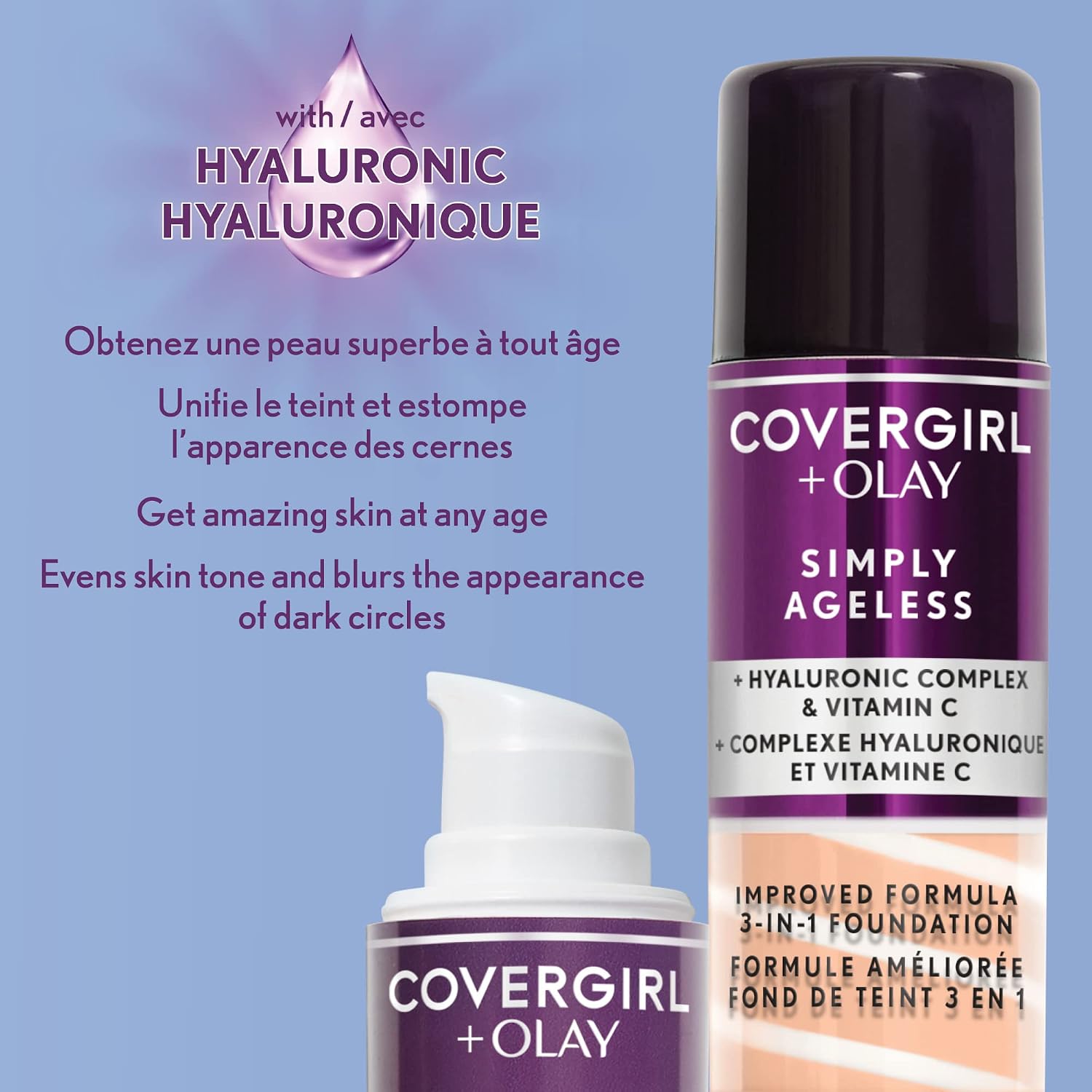 Detalle de COVERGIRL Simply Ageless 3-in-1 Liquid Foundation, 255 Soft Honey