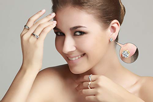 Detalle de Yulovee 9ct Gold Stud Earrings for Women – 3 Pairs of White Crystal Studs
