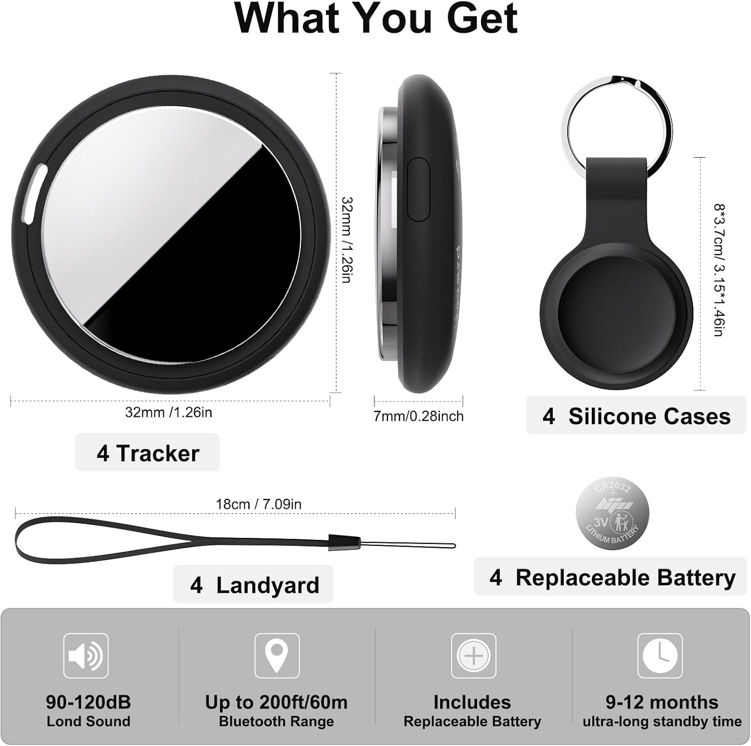 Thumbnail 5 de Bnlei Air Tracker Tag with Apple Find My (iOS Only) – 4-Pack (Black)