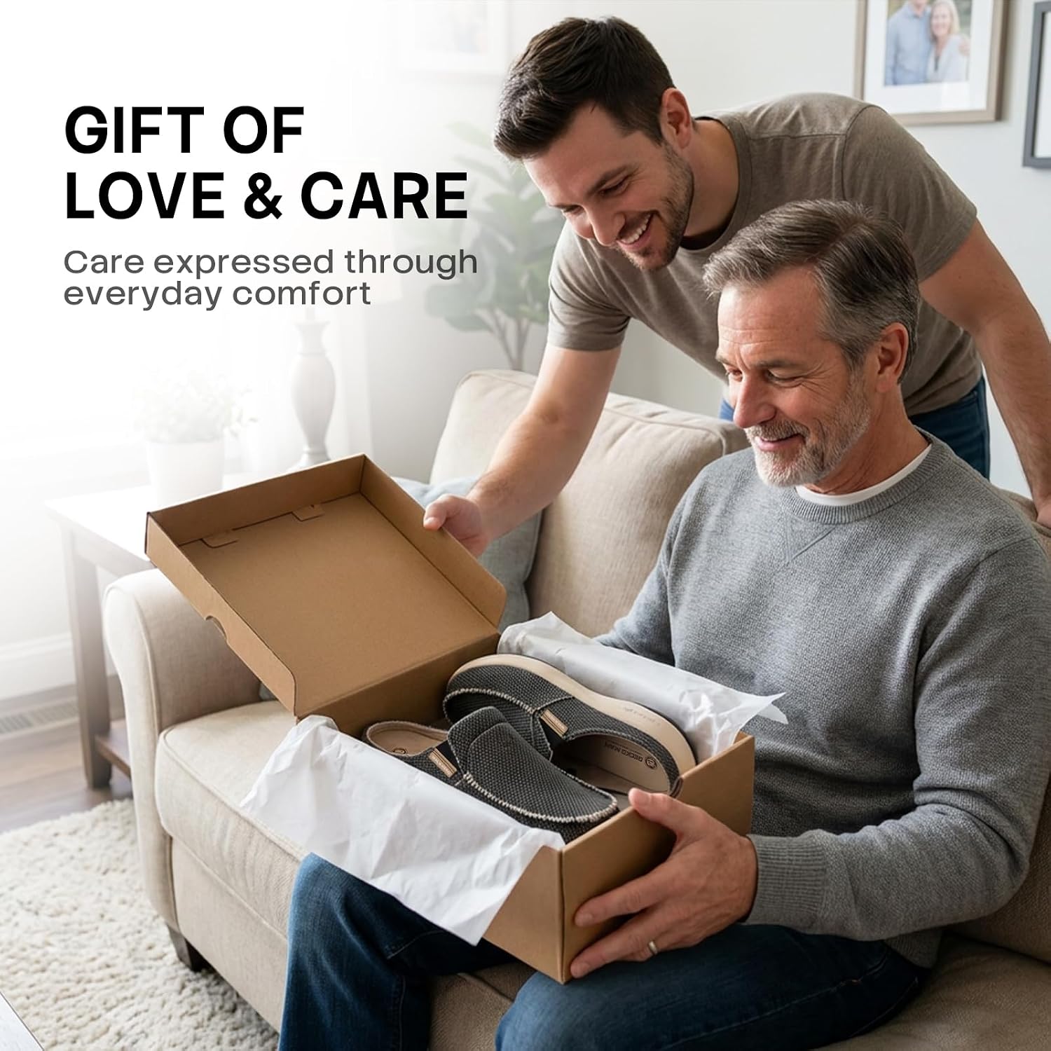 Detalle de Mens Slippers with Arch Support: Canvas, Velvet Lining, and Non-Slip Comfort for Everyday Use