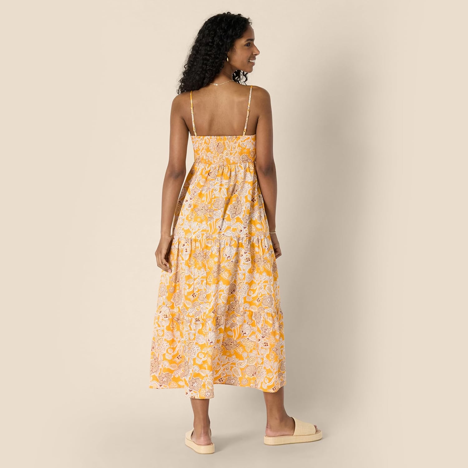 Thumbnail 2 de Amazon Essentials Damen Gestuftes Fit-and-Flare-Maxikleid aus Baumwollsatin mit Empire-Taille