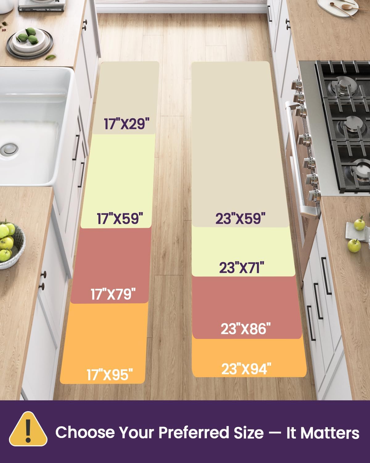 Thumbnail 1 de DEXI Cushioned Kitchen Floor Mats 17x29+17x59 🧽