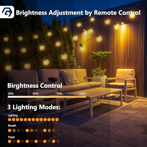 Detalle 2 de Guirlande Guinguette Extérieure G40 avec Télécommande GPATIO — 30 m, 50 LED + 2 de Rechange, Imperméable, Dimmable