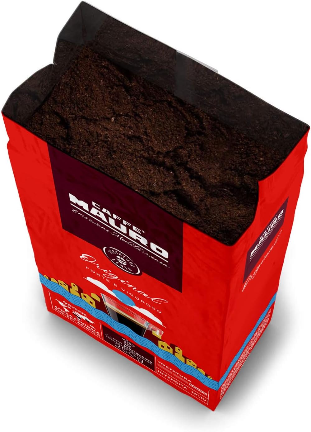 Detalle de Caffè Mauro Torrefazione Mélange Original – Café moulu pour cafetières à filtre, intensité 10/10, 1 kg (4 x 250 g)