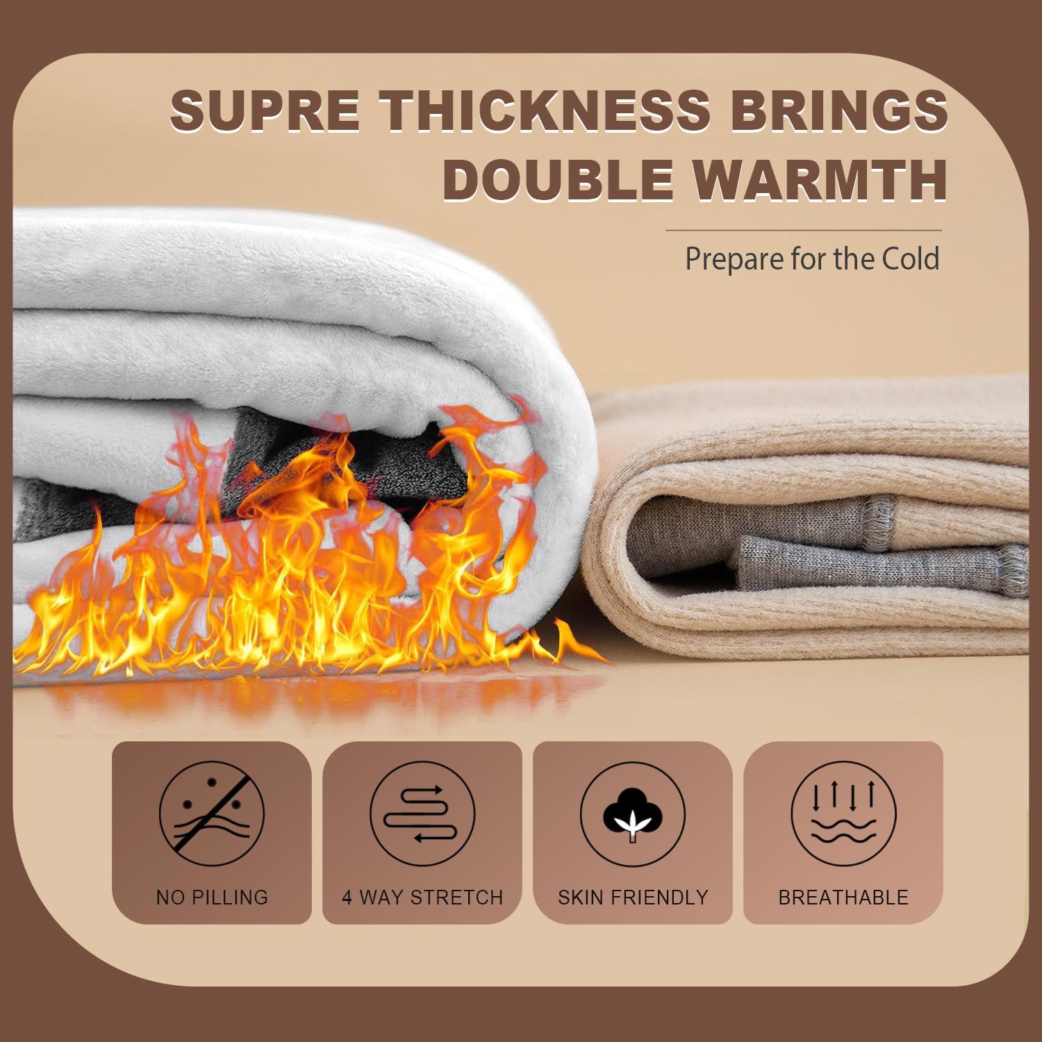 Detalle de CTHH Fleece-Lined High-Waisted Thermal Leggings for Women