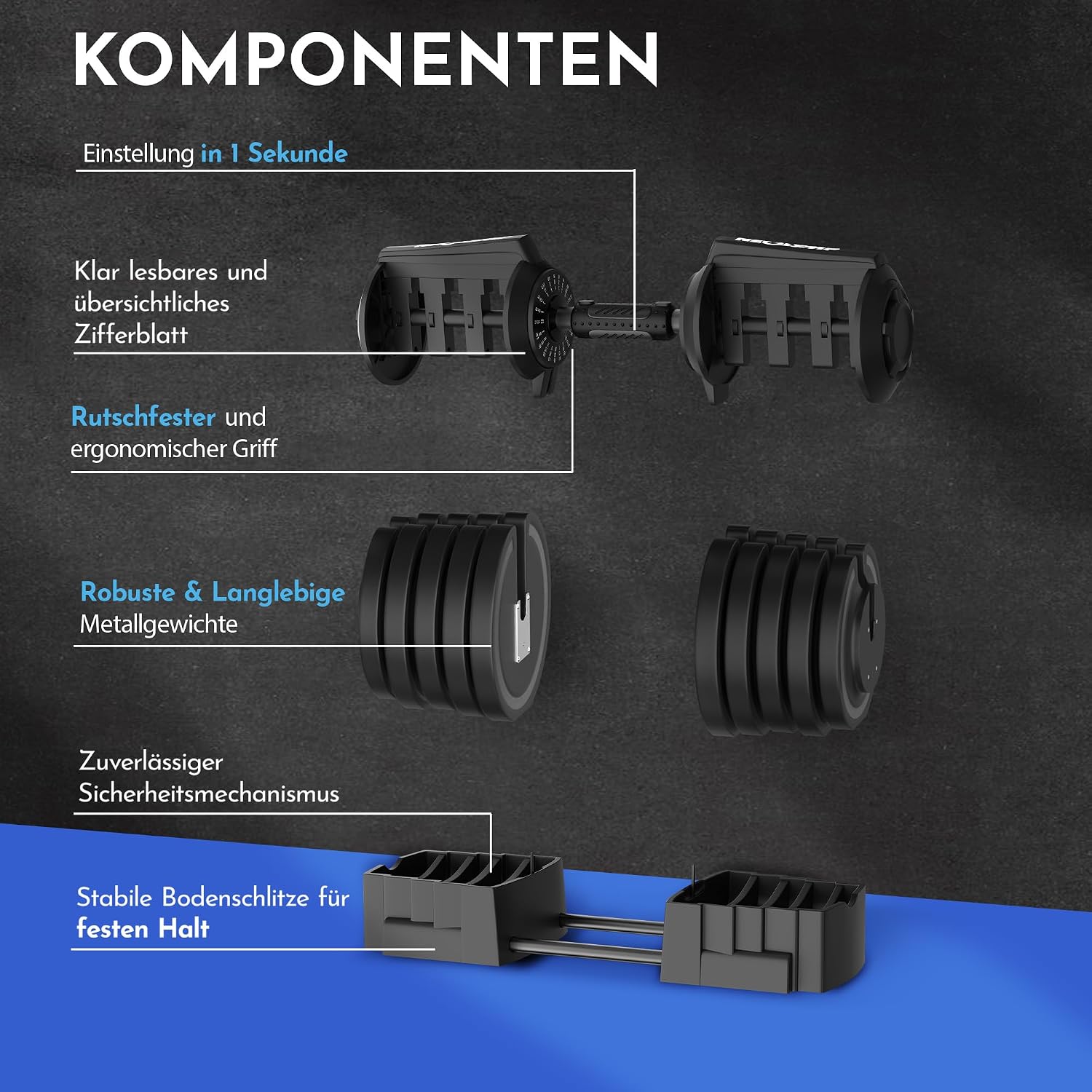Detalle 2 de NEOLYMP Kurzhantel verstellbar 2–40 kg 🏋