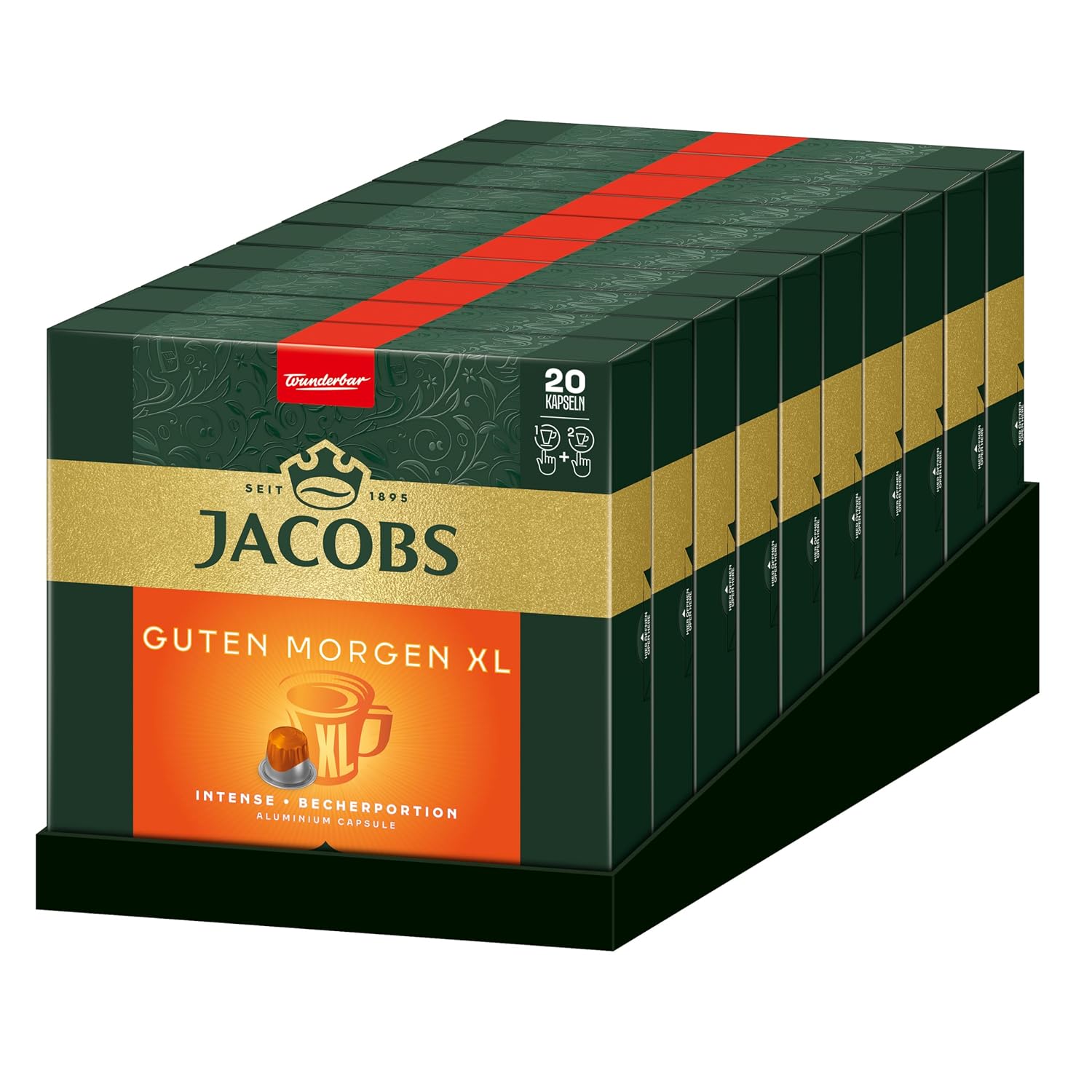 Jacobs Kaffeekapseln Guten Morgen XL Intense (8/12) – Nespresso-kompatibel, 200 Kapseln