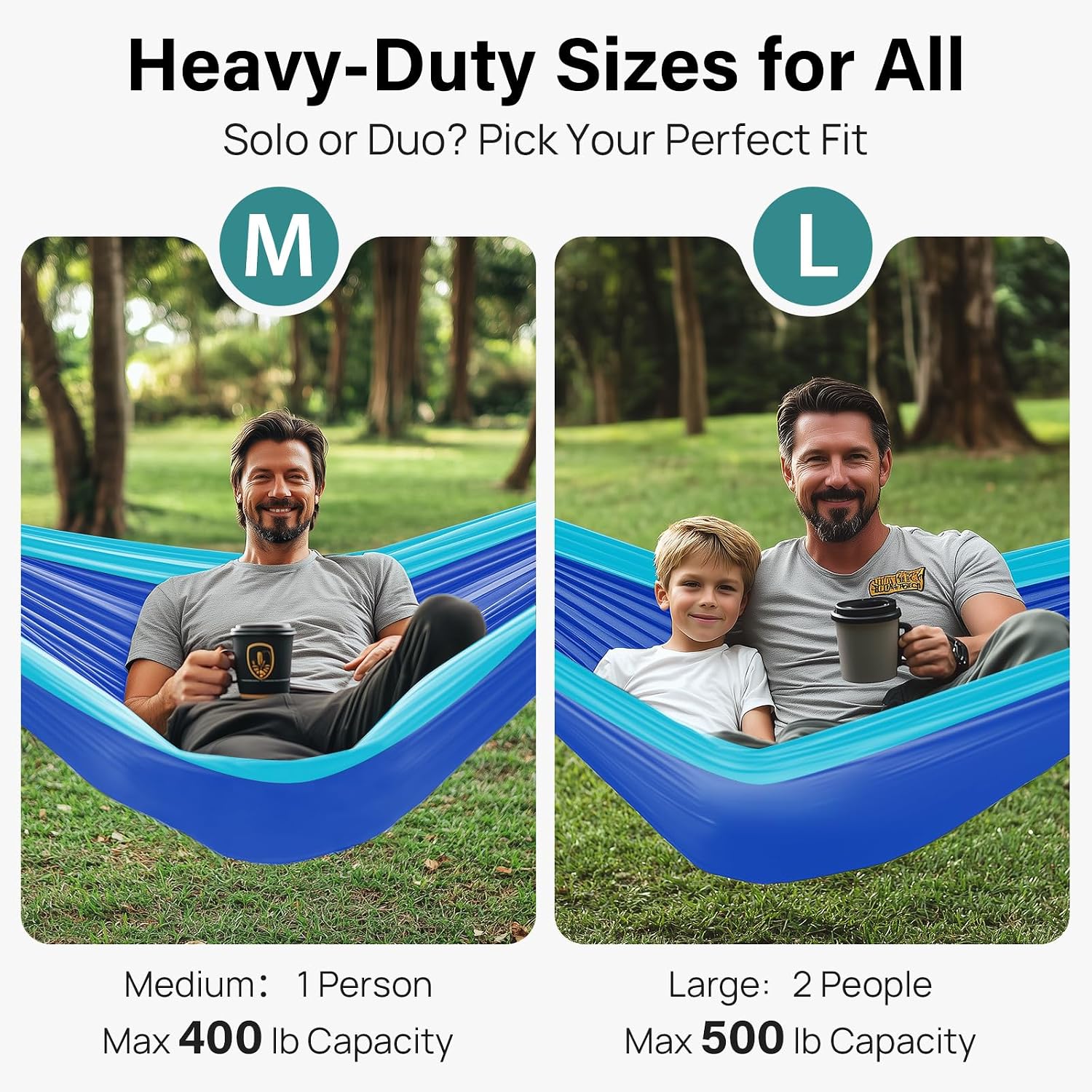 Detalle 2 de Kootek Camping Hammock: Portable Double/Single Nylon Hammock with Tree Straps and Carry Bag