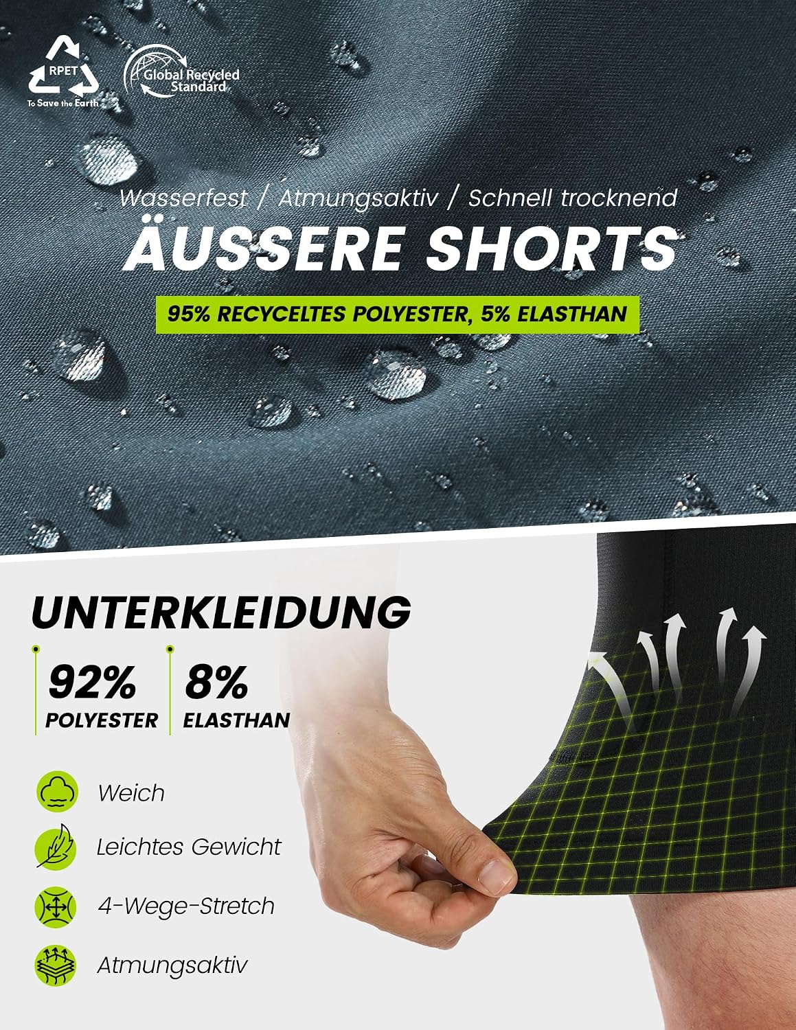 Thumbnail 6 de Nepest Mountainbike Hose Herren Kurz MTB Shorts mit 4D-Polsterung