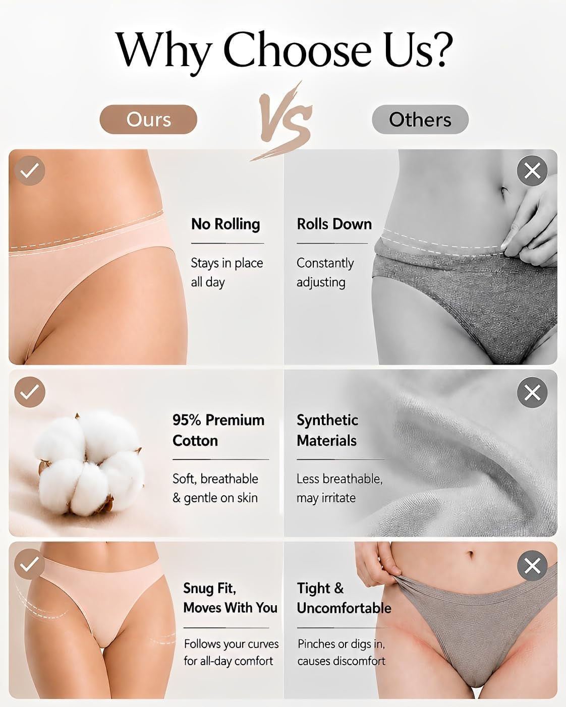 Thumbnail 6 de READY TO LOVE Cotton Thongs for Women, Low-Rise Underwear