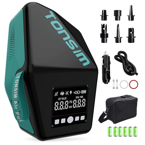 TONSIM Pompa Elettrica Sup con Batteria 20 PSI: gonfiaggio rapido, tre modalità intelligenti e alimentazione auto per paddle board