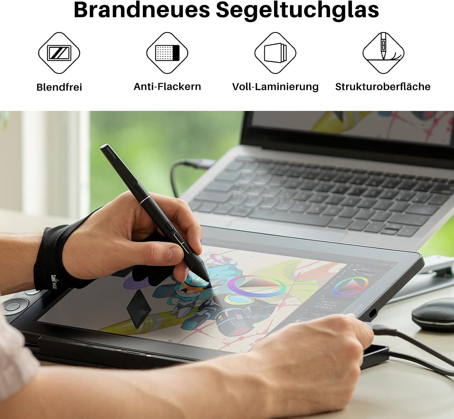 Thumbnail 1 de HUION Kamvas 13 Gen 3 Grafiktablett mit Display (13,3 Zoll, PenTech 4.0) – Anti-Glare Glas, 5 Drucktasten, Dual Dial