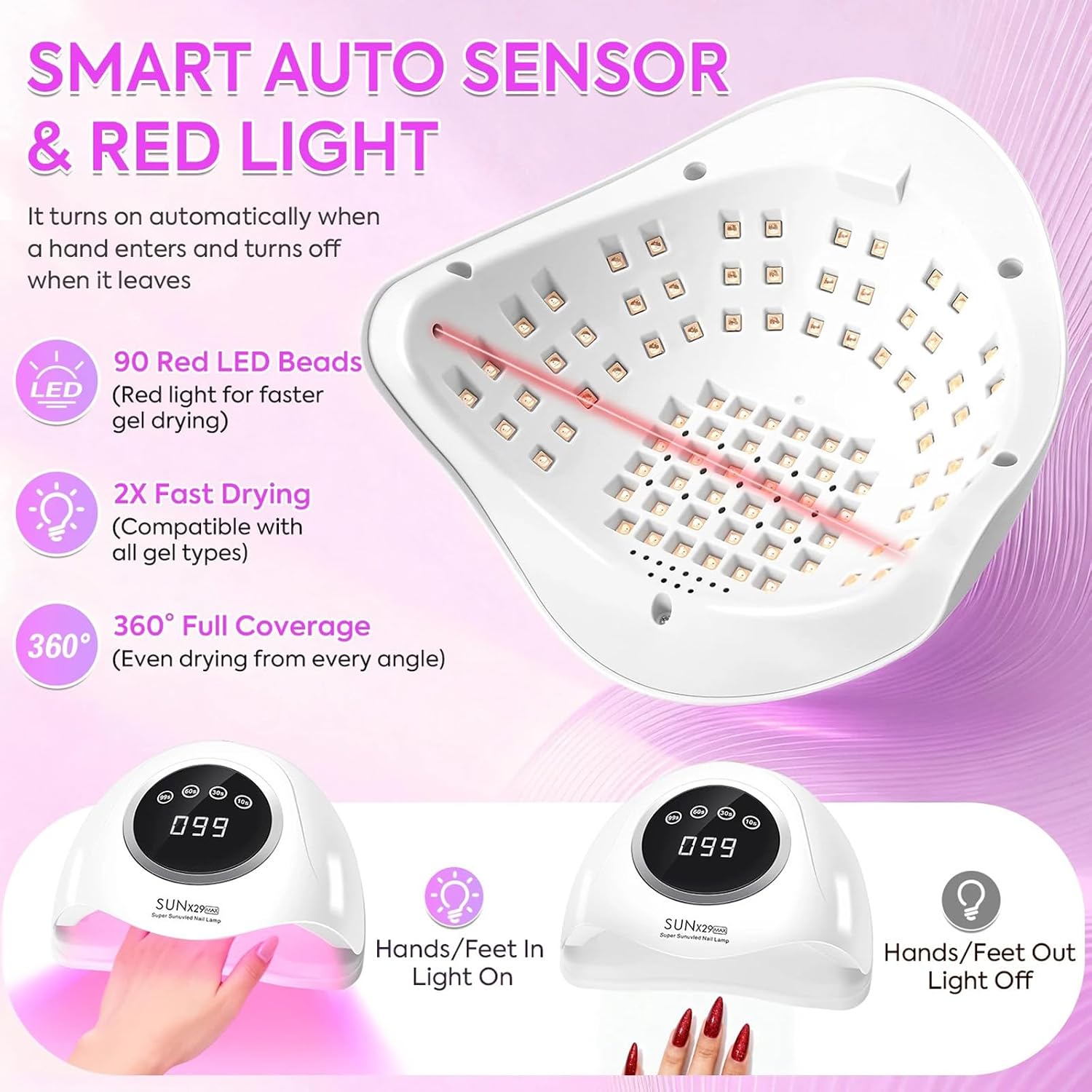 Thumbnail 2 de MainPi UV Nail Lamp 380W (90 LEDs) with Touch Screen & Auto Sensor