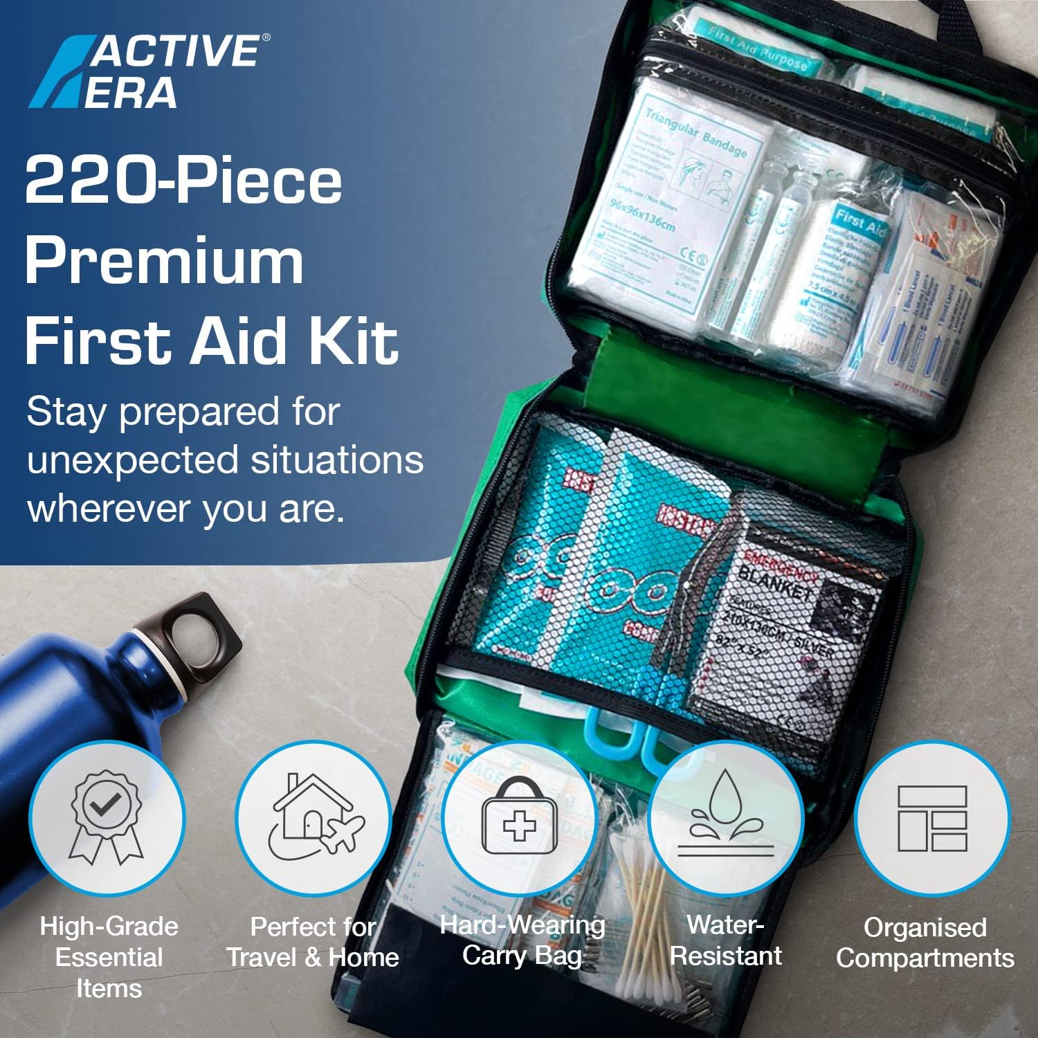 Thumbnail 1 de 220 Piece Premium First Aid Kit bag 🩹