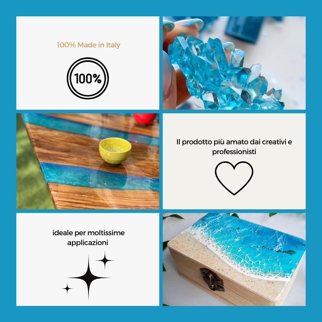 Detalle 2 de Resin Pro ® 160 gr: Resina epossidica Ultra Trasparente Atossica, kit completo per creazioni artistiche e DIY