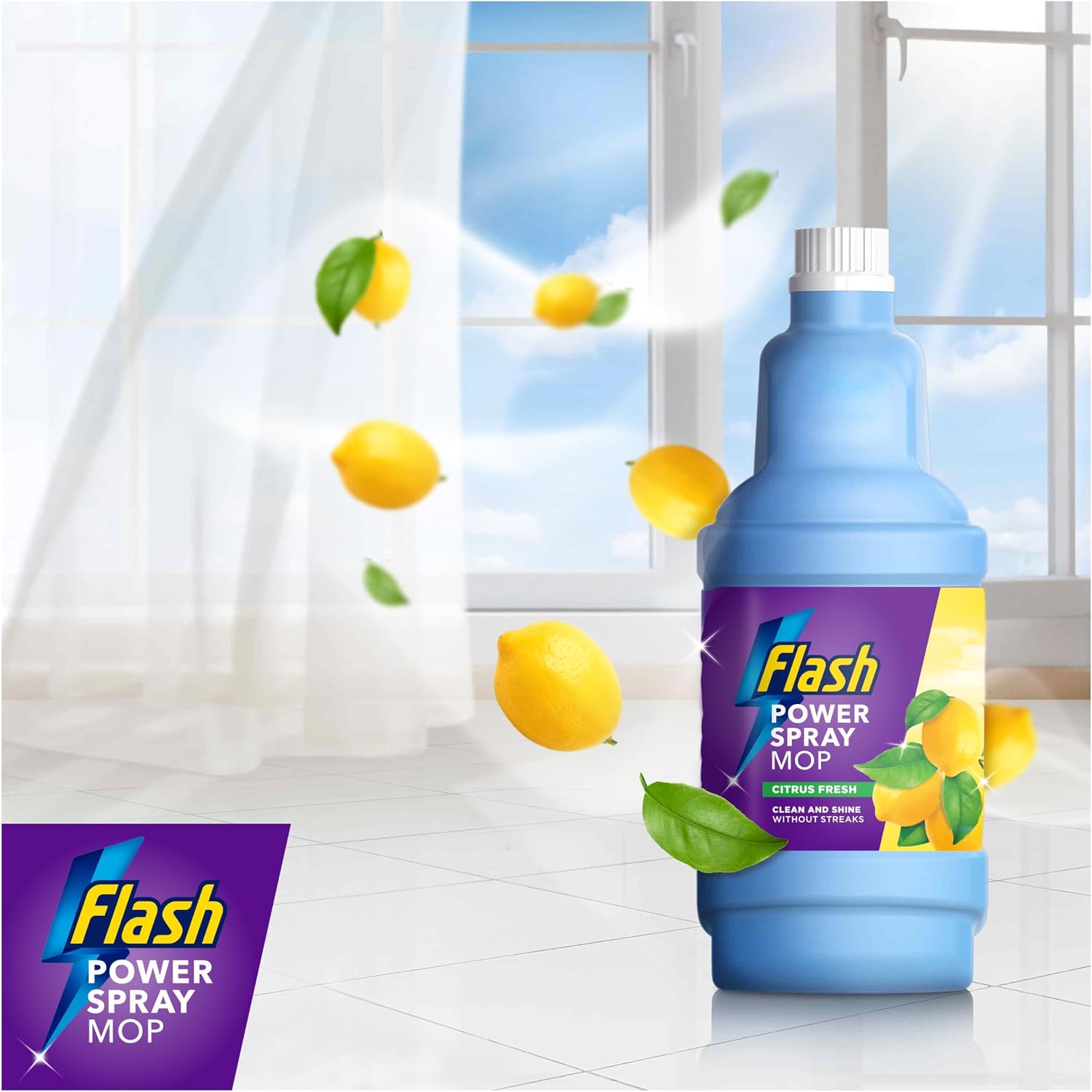 Detalle de Flash Power Spray Mop Floor Cleaner Liquid Citrus 4x1.25L