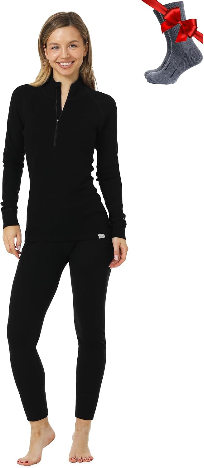 Thumbnail 5 de Merino.tech 100% Merino Unterwäsche Damen Set Langarm Shirt Hose + Socken
