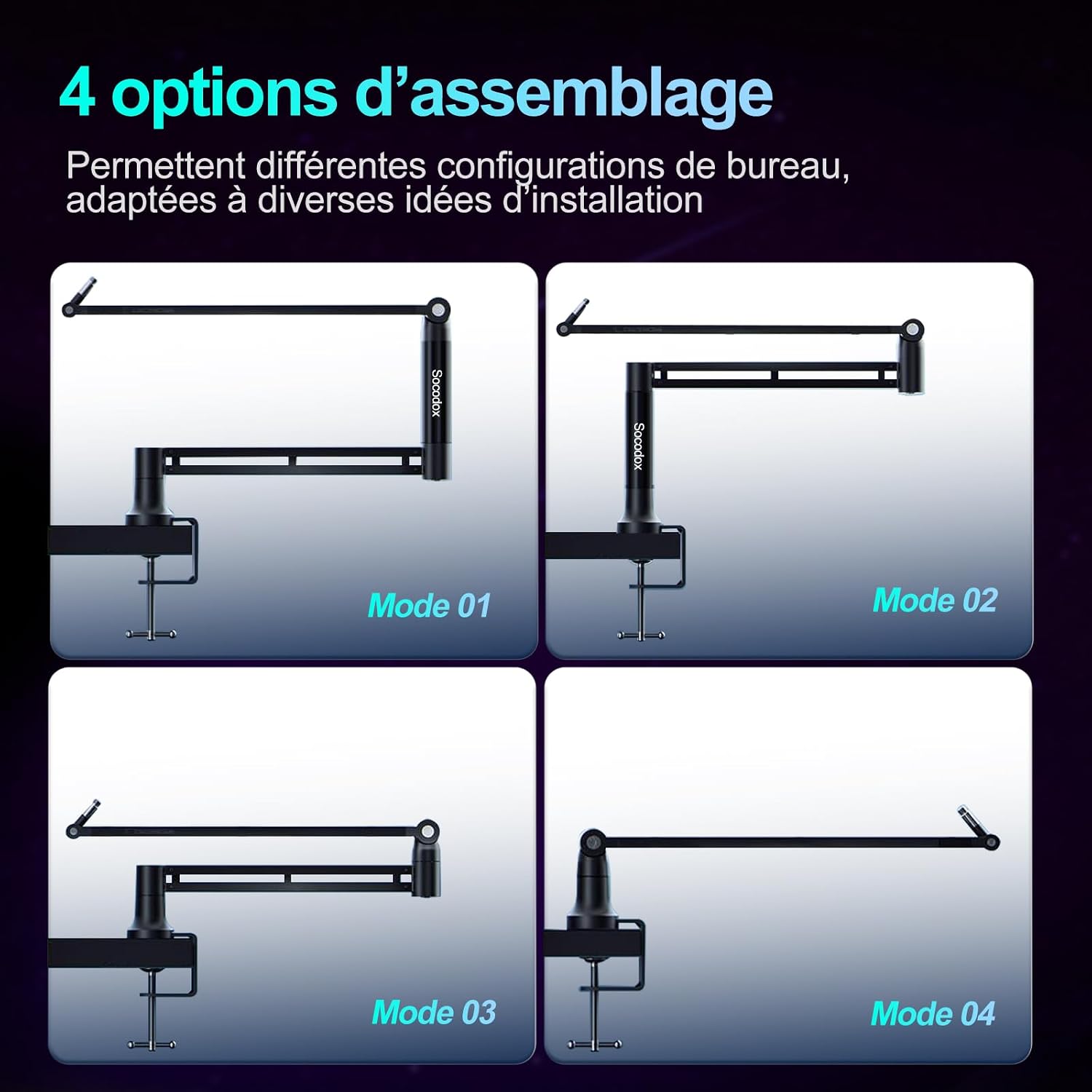 Detalle de Socodox Bras de Microphone à Profil Bas pour Streaming & Podcasting