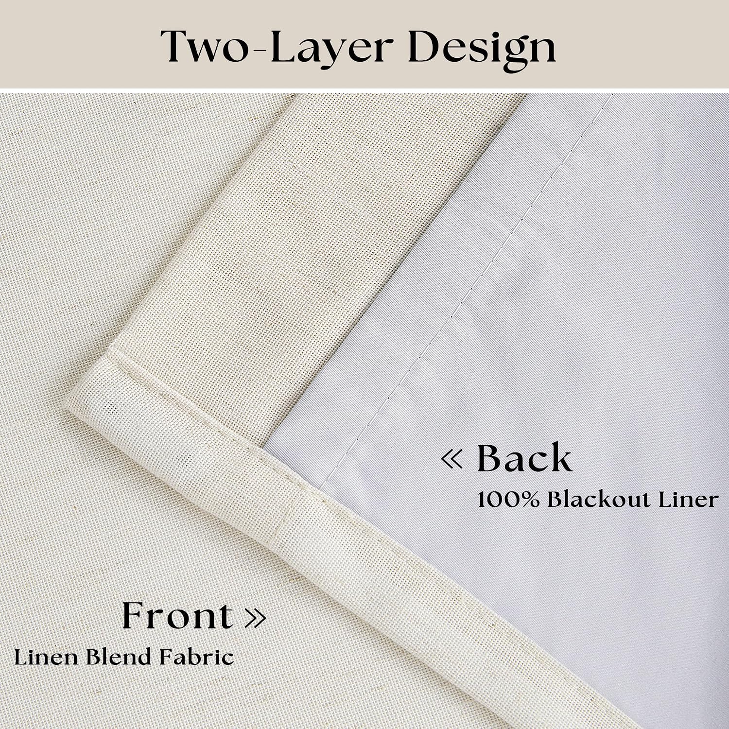 Detalle 2 de 90 Inch Pinch Pleated Linen Blackout Curtains 100% Blackout