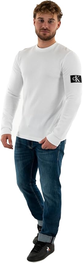 Calvin Klein Camiseta Manga Larga Hombre Badge Waffle 🧥