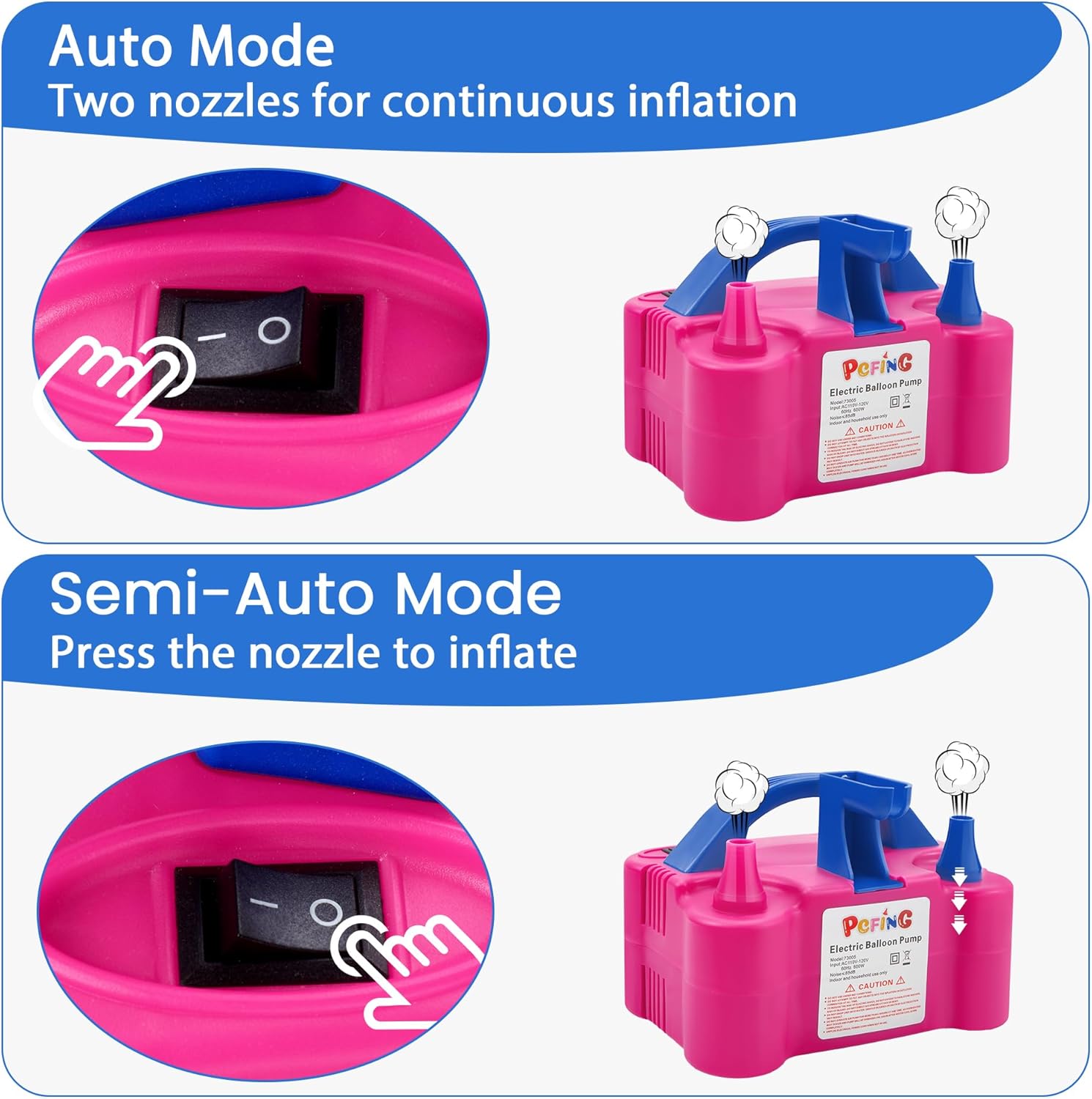 Thumbnail 6 de PCFING Balloon Pump Electric: Portable Balloon Inflator with Tie Tool and Dual Nozzles