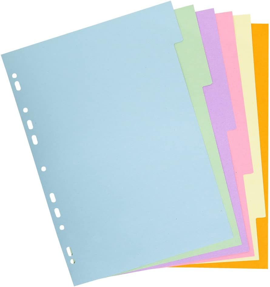 Thumbnail 1 de Exacompta 1606E – Intercalaires en carte pastel recyclée A4, 50 pièces, 6 onglets neutres